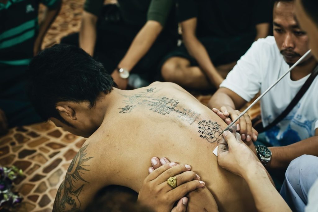 Festival magic tattoo SakYant at Wat Bang Phra, Thailand